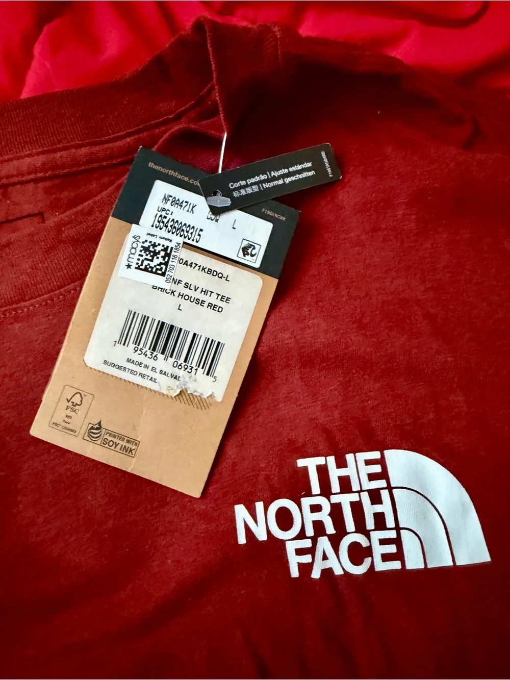 The North Face Brick House Red Logo Long Sleeve Shirt